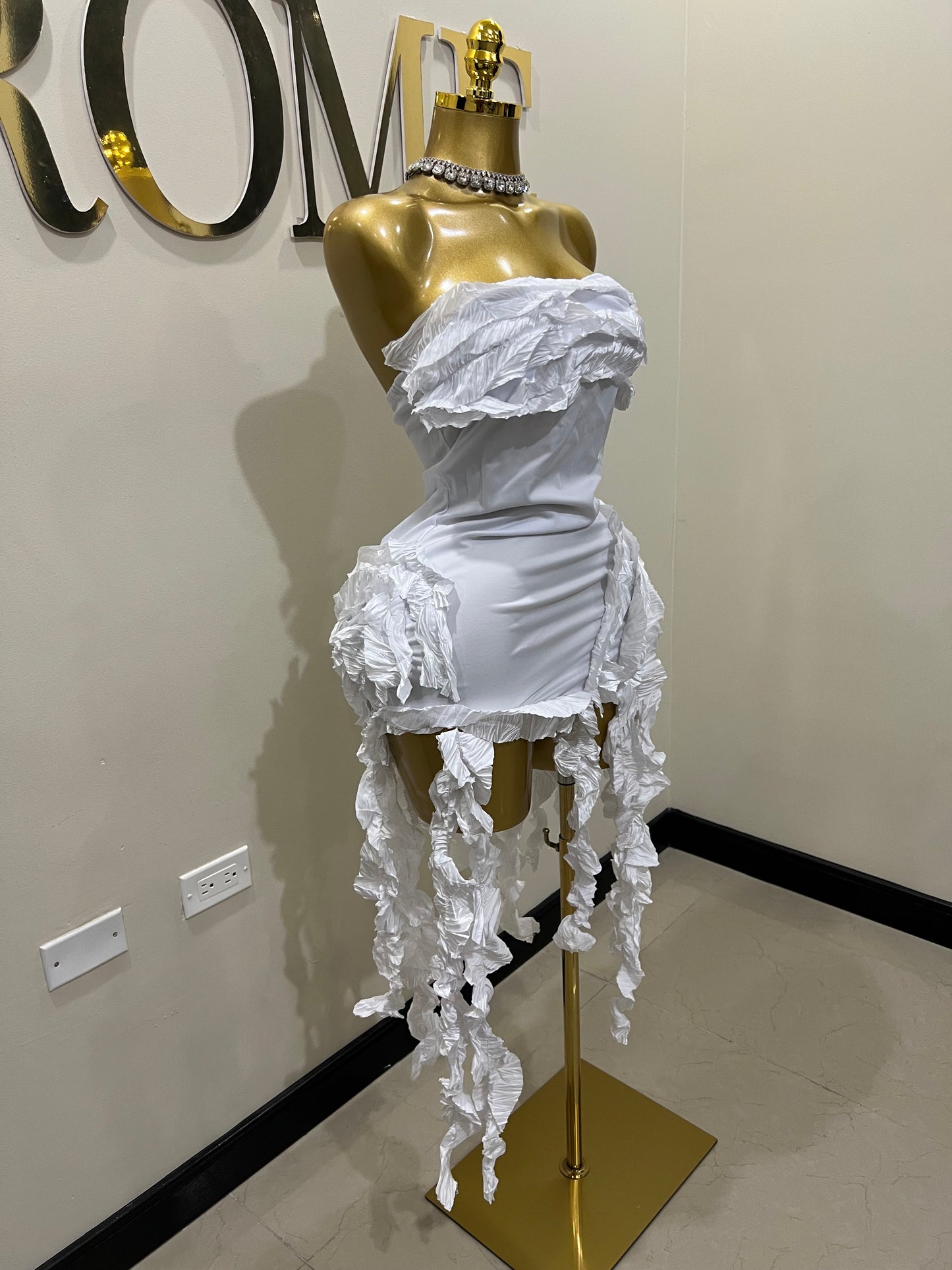 Kate Rouched Mini Dress 2 (White)