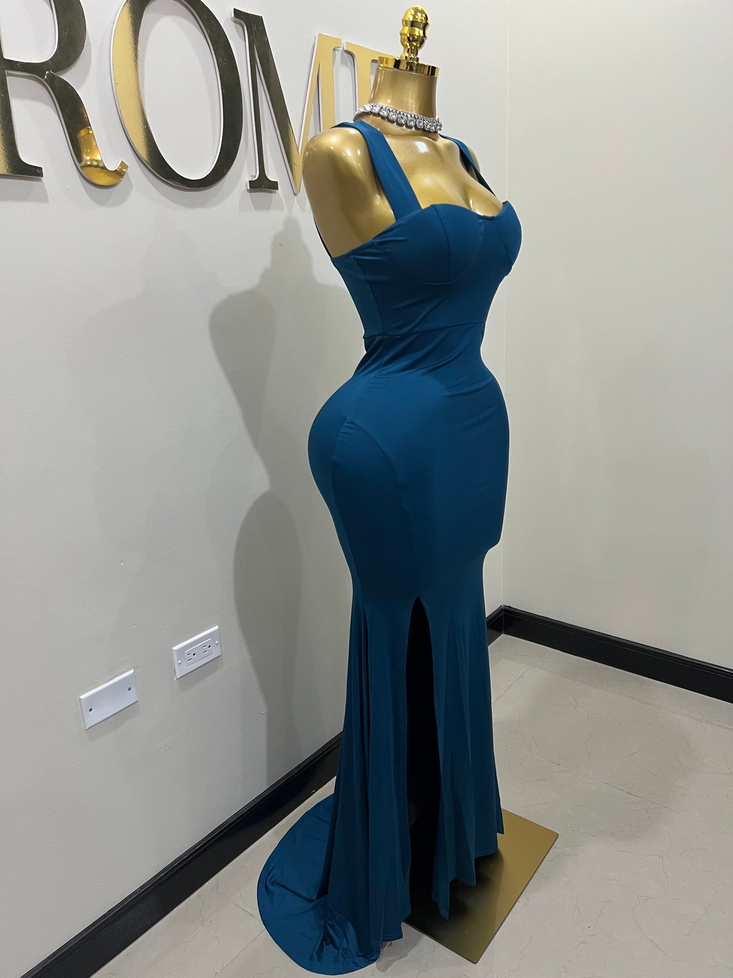 Kerry Ann Train Dress (Blue)