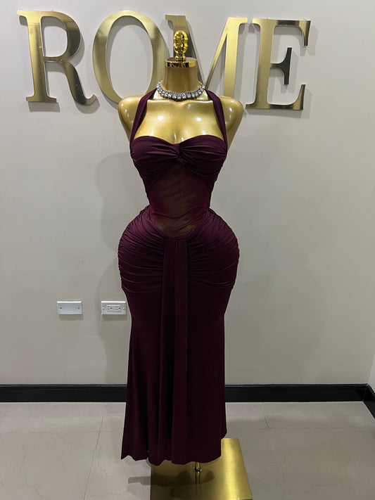 Sweetheart Nara Dress (Burgundy)