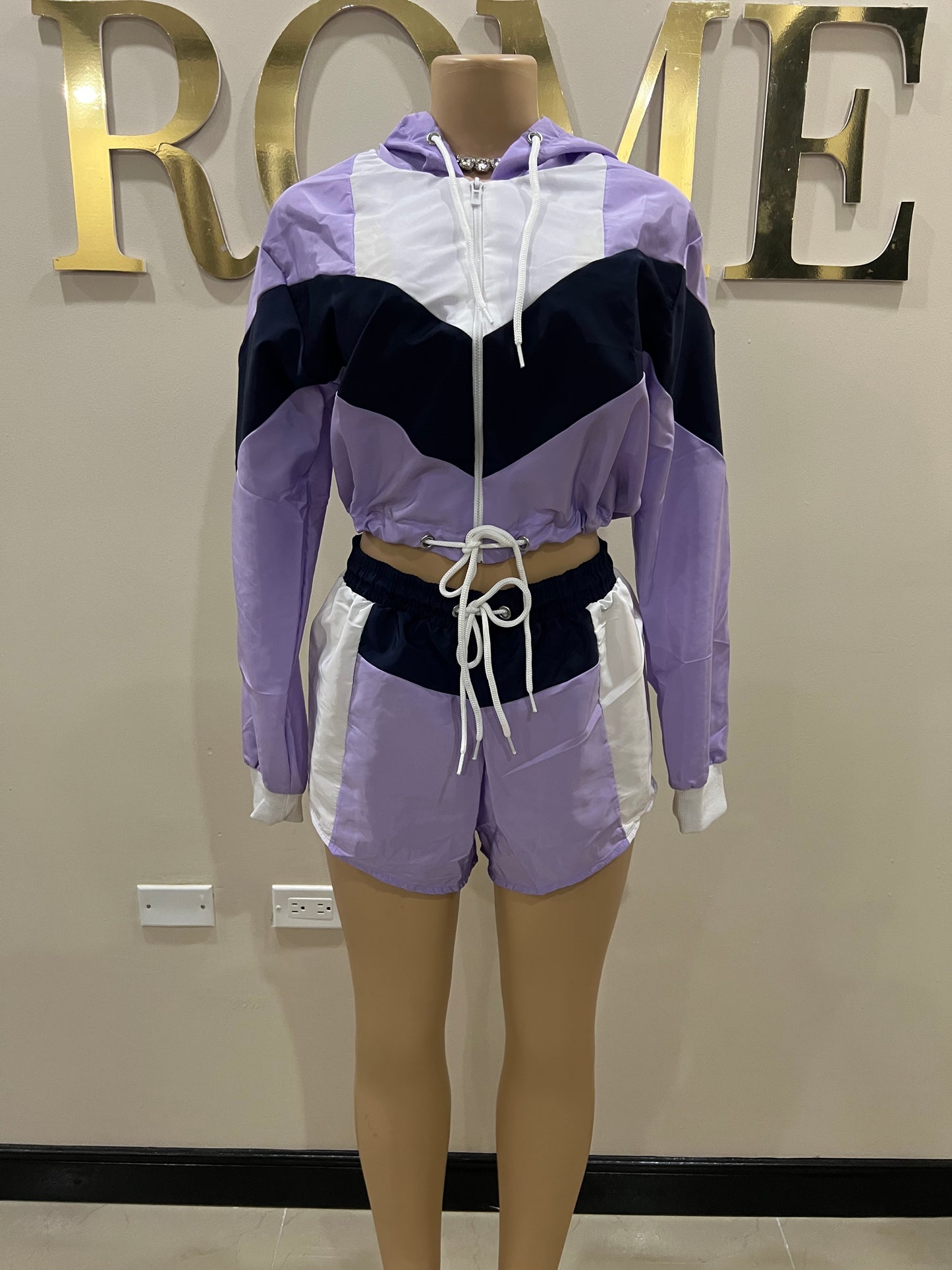 New York Tracksuit Shorts Set (Purple)