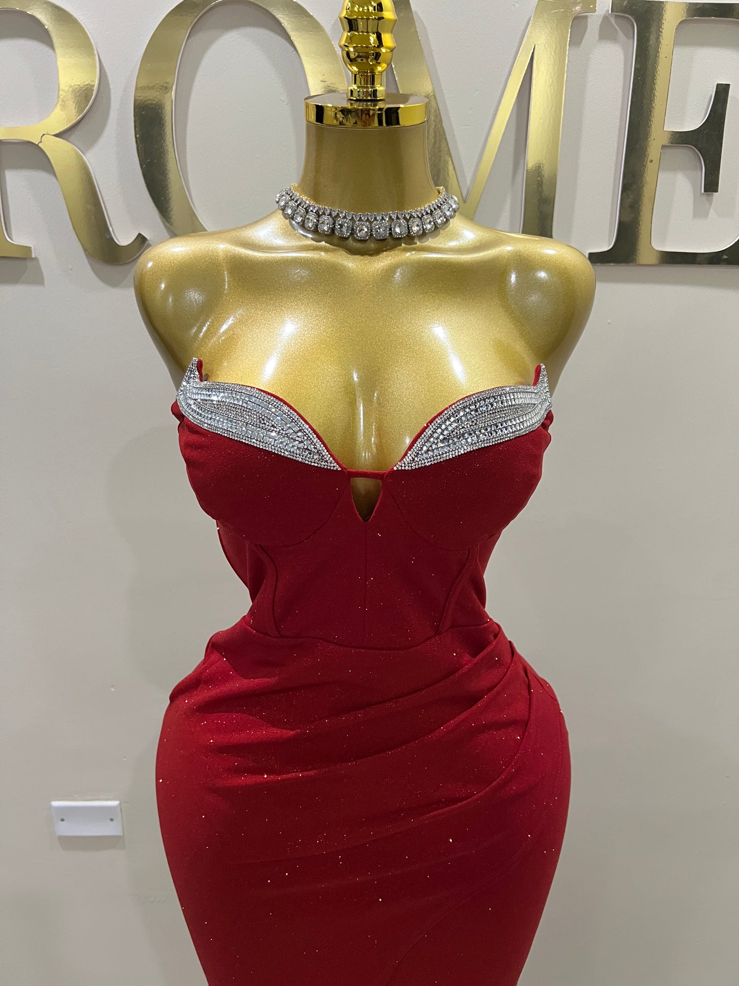 Tyla Glitter Dress (Red)