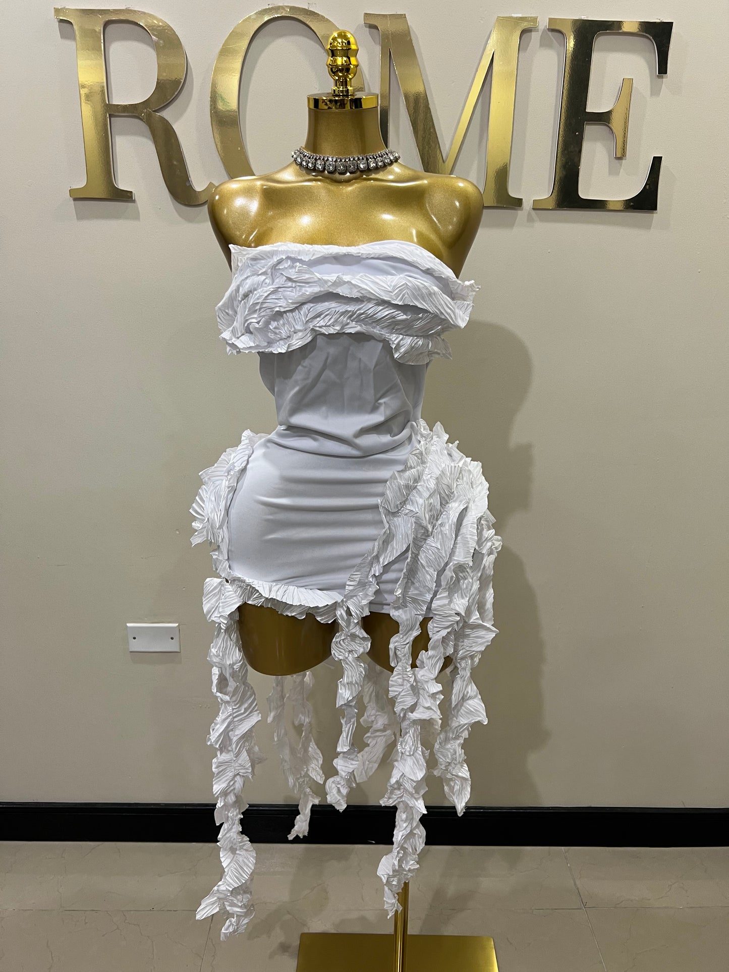 Kate Rouched Mini Dress 2 (White)