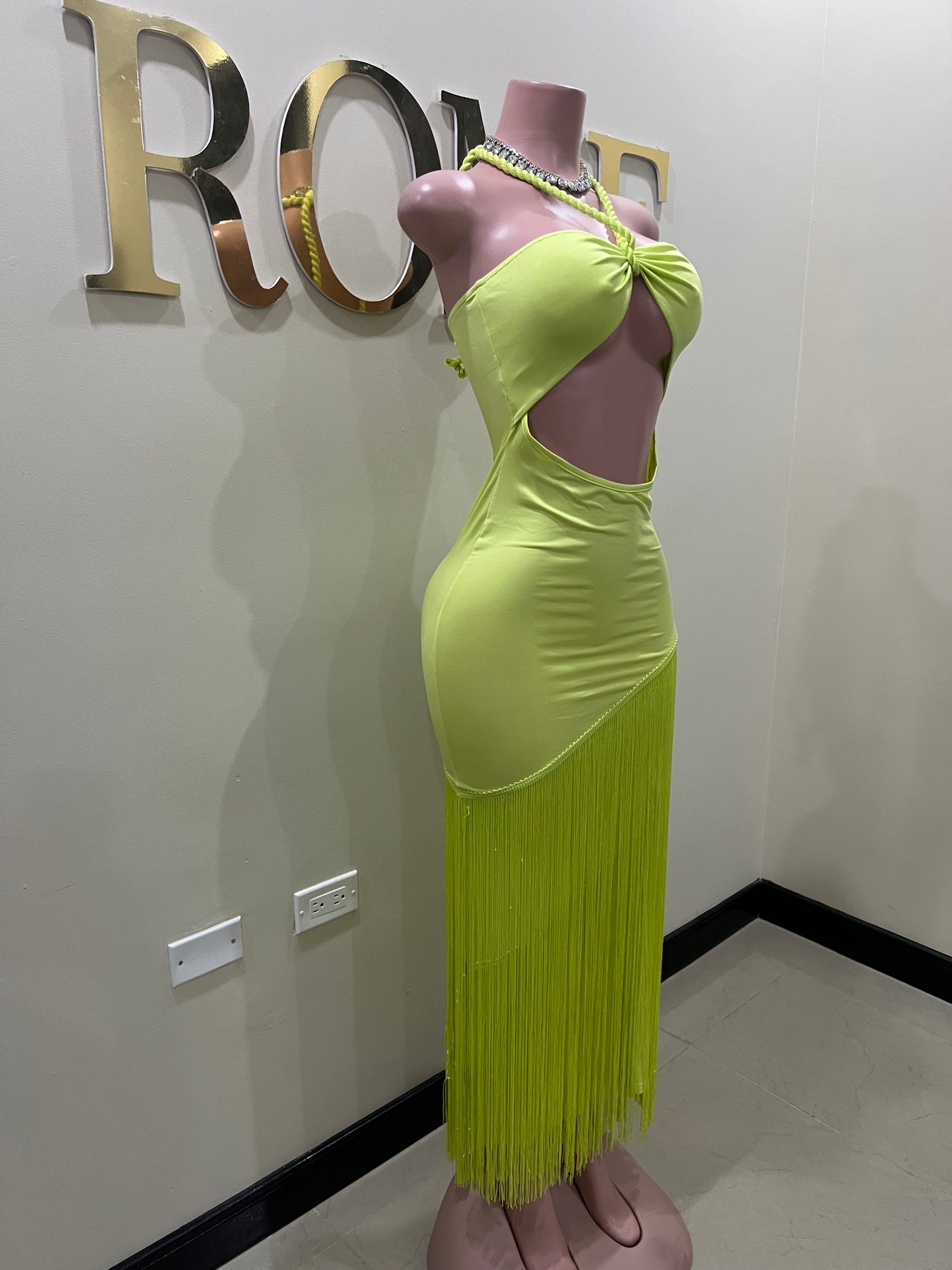 Diva Fringe Vibe Dress (Green)