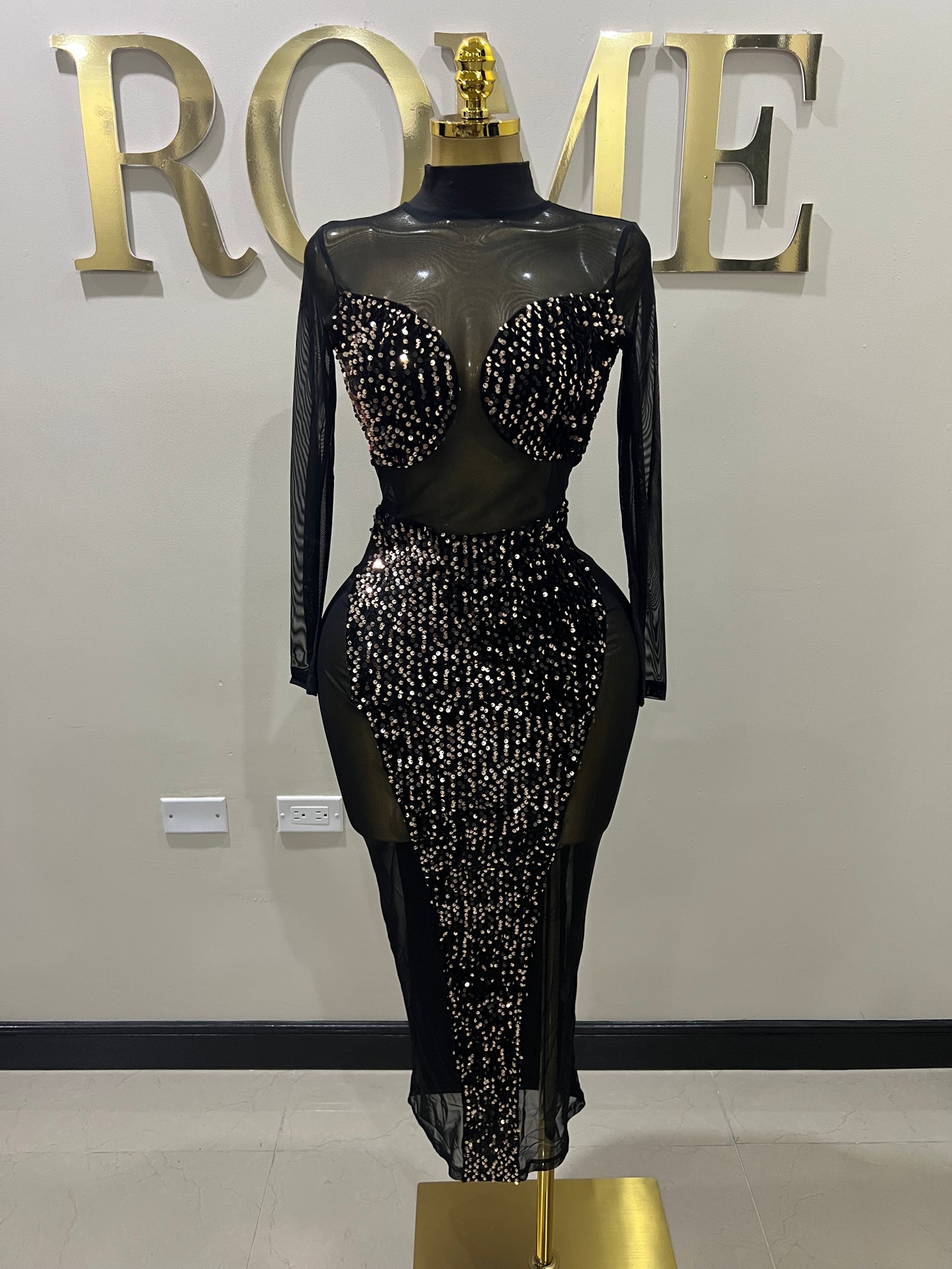 Leah Sequin Dress (Brown)