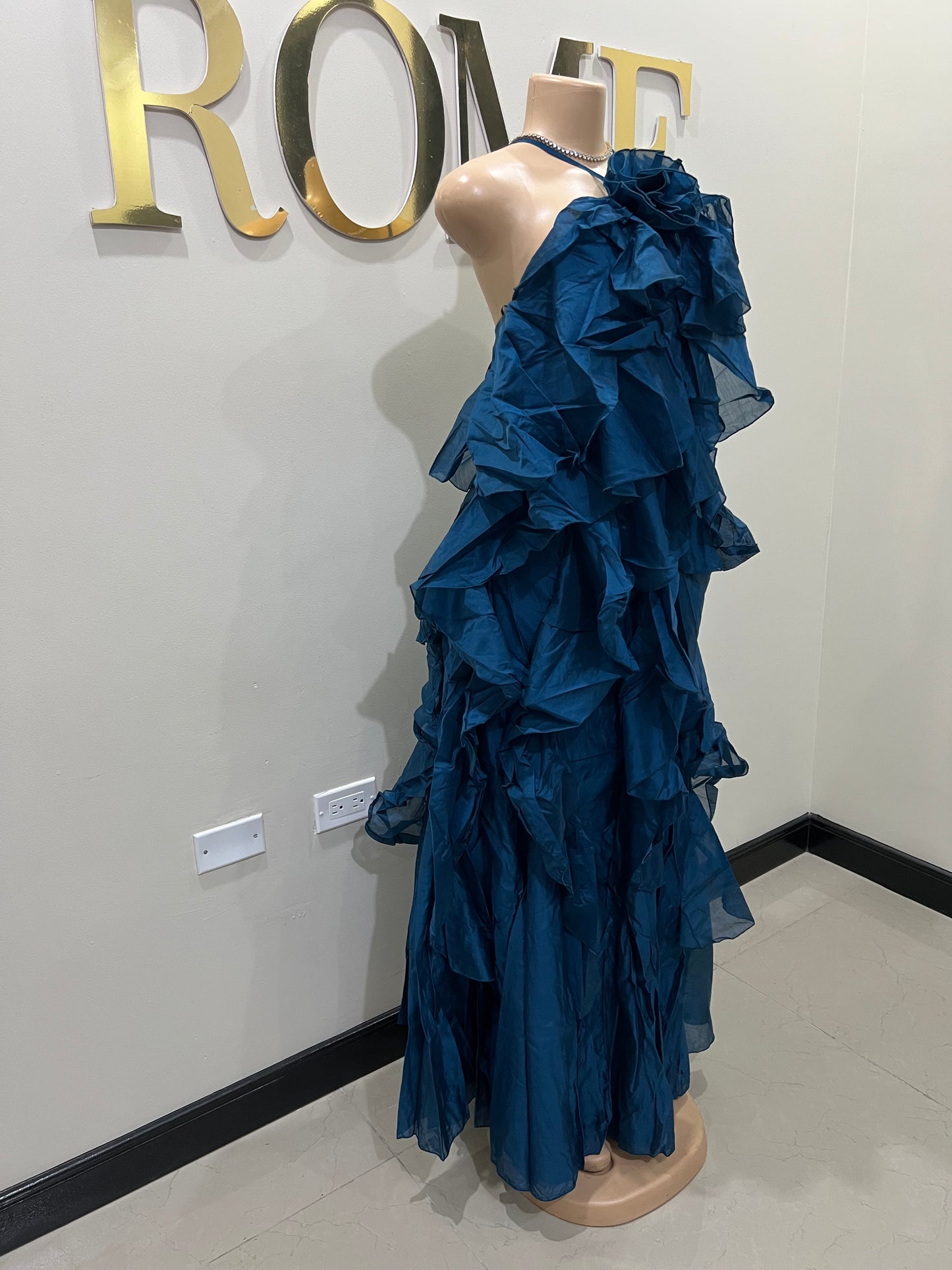 Rumi Chen Ruffle Long Dress (Blue)