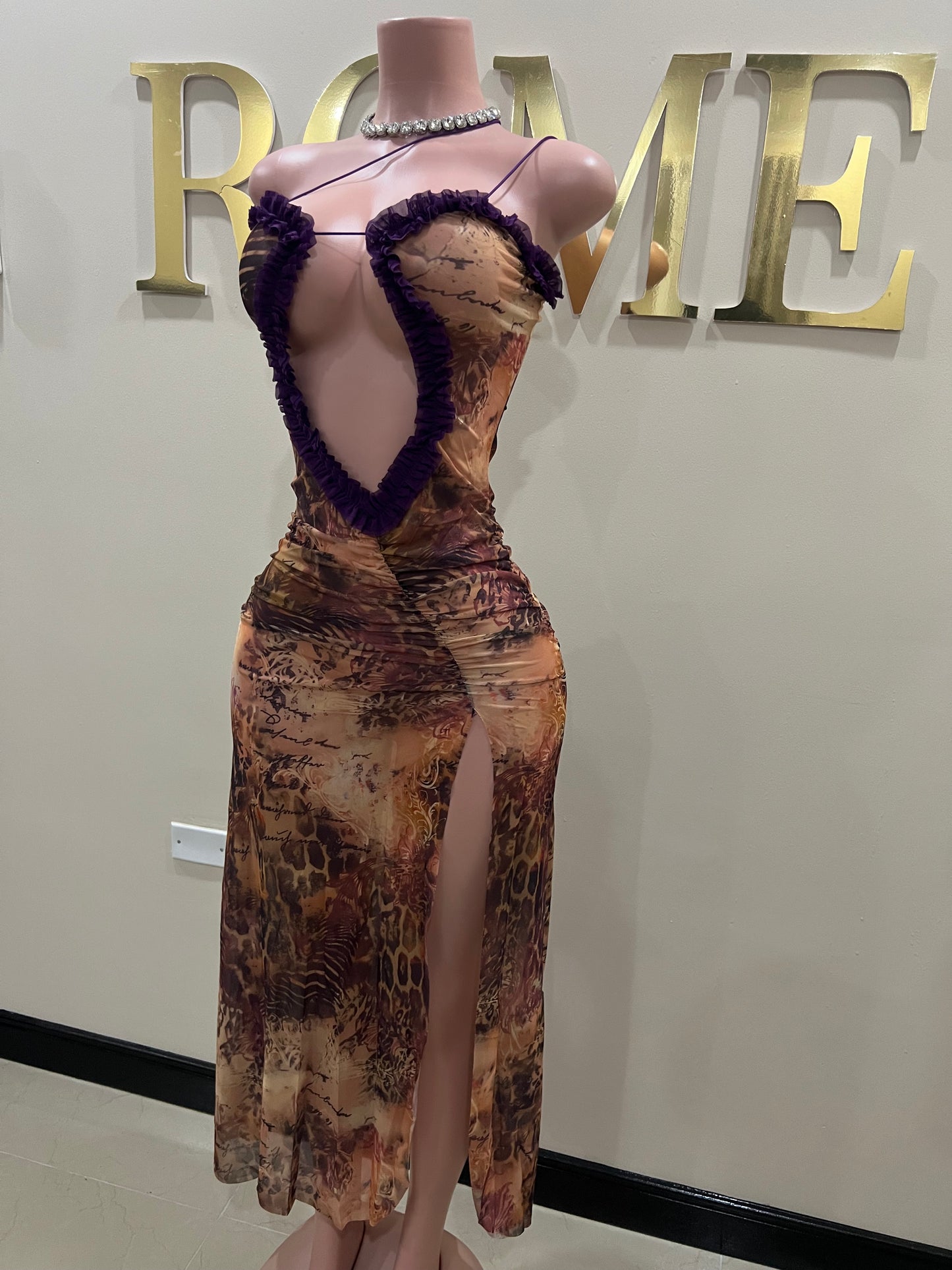 Mila Vibe Sheer Dress (Brown - Multi Colored 2)