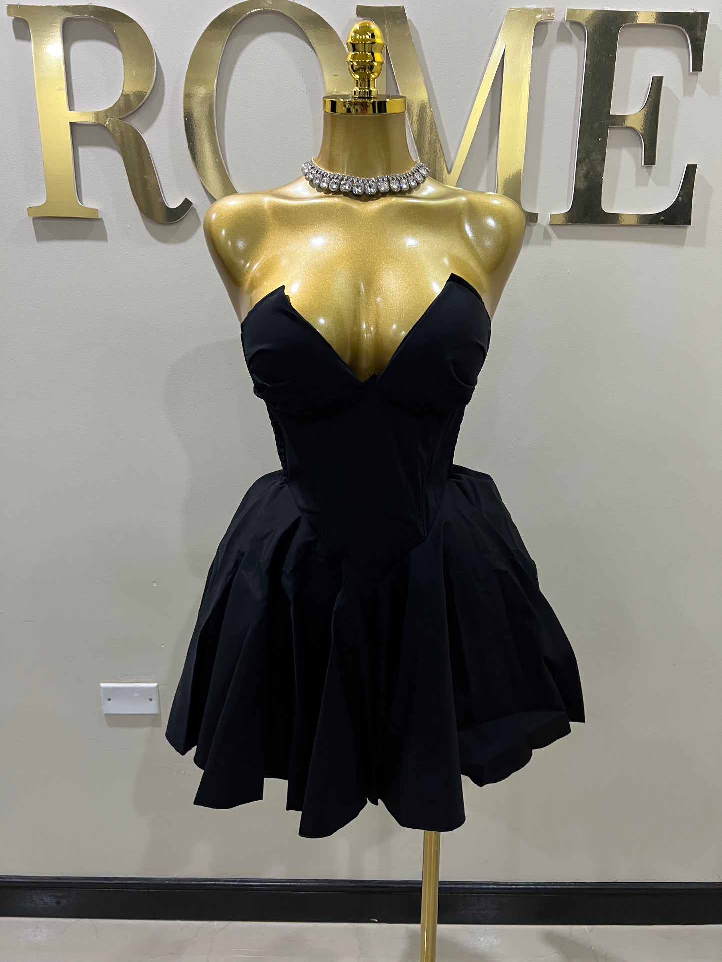 Saffina Princess Diana Dress (Black)