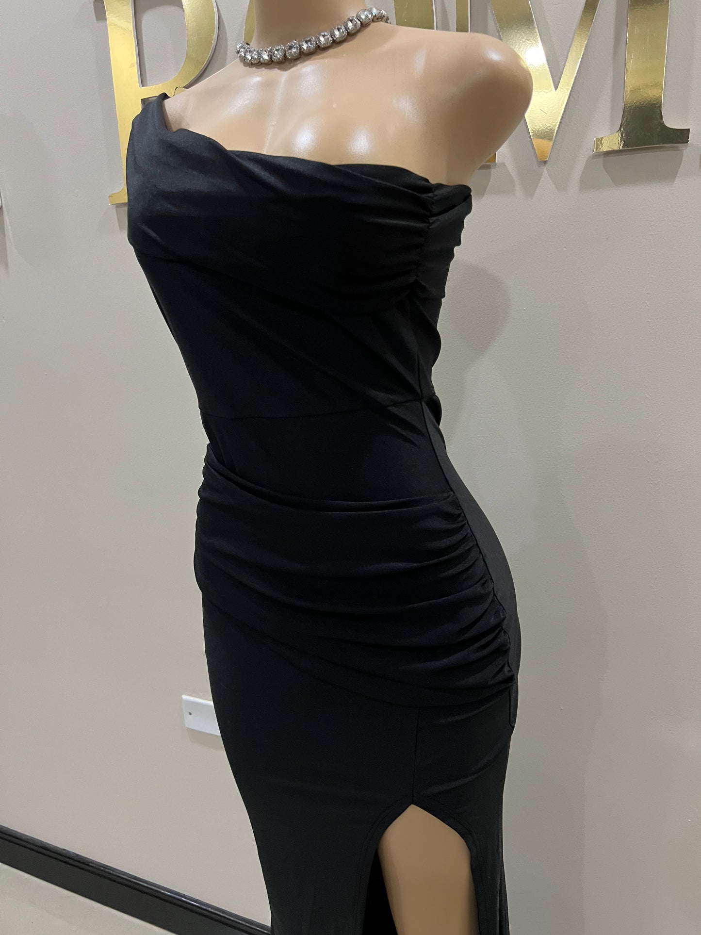 Kerry One Shoulder Dress (Black)