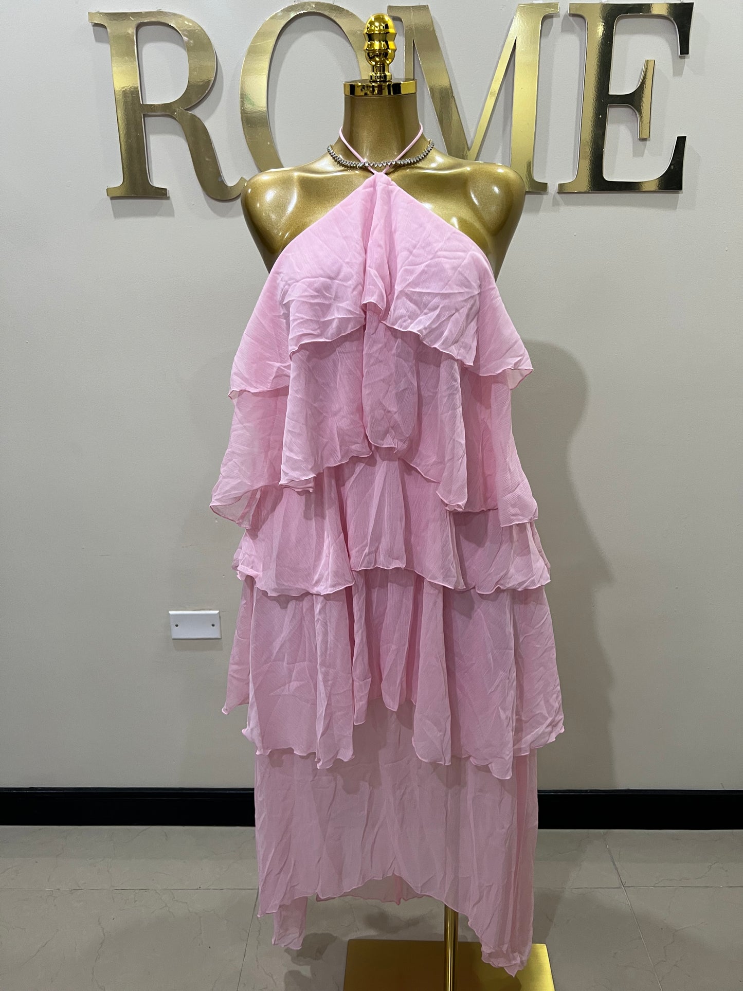 Rumi Ruffle Long Dress (Pink)