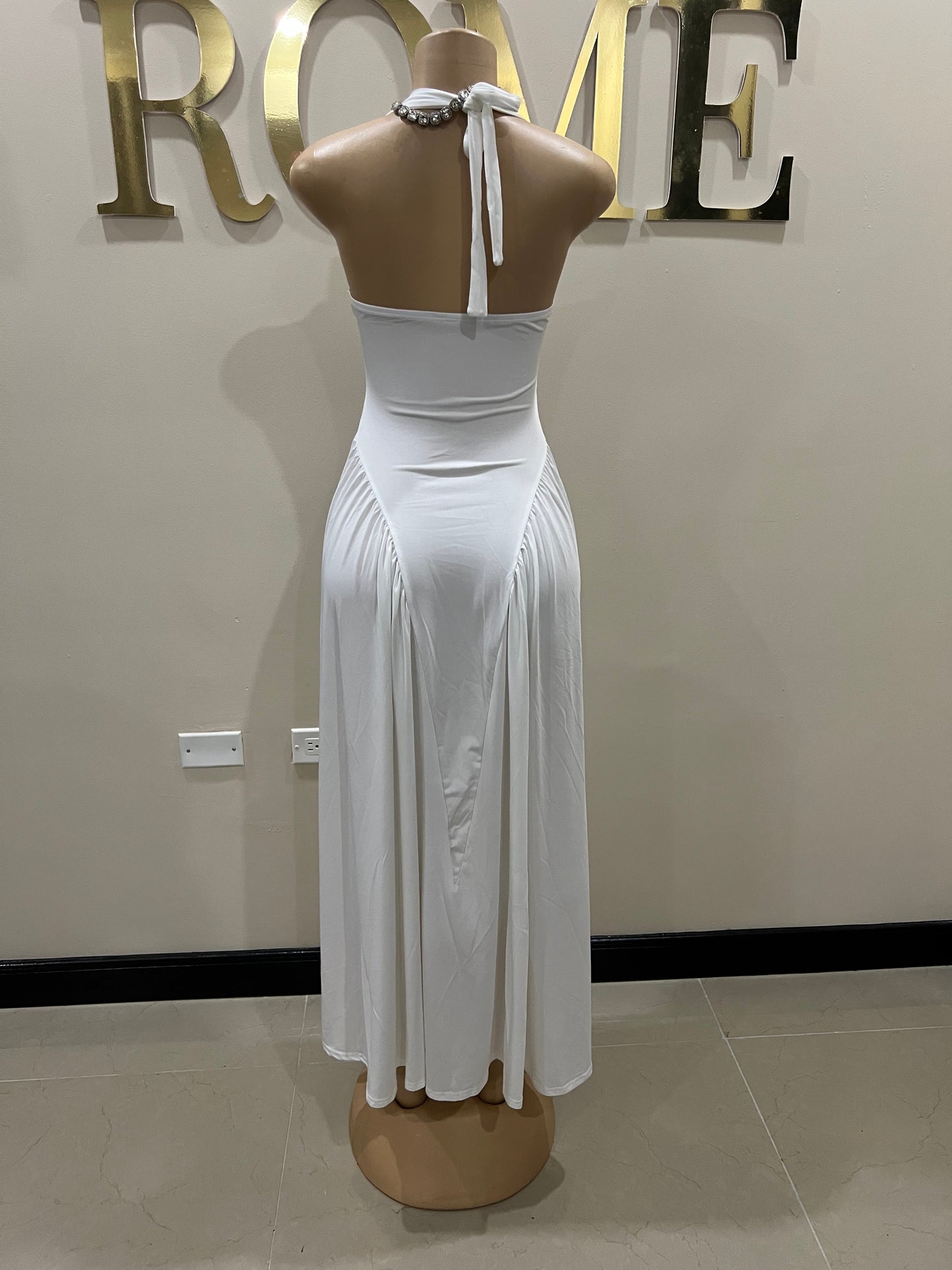 Kim Halter Diana Dress (White)