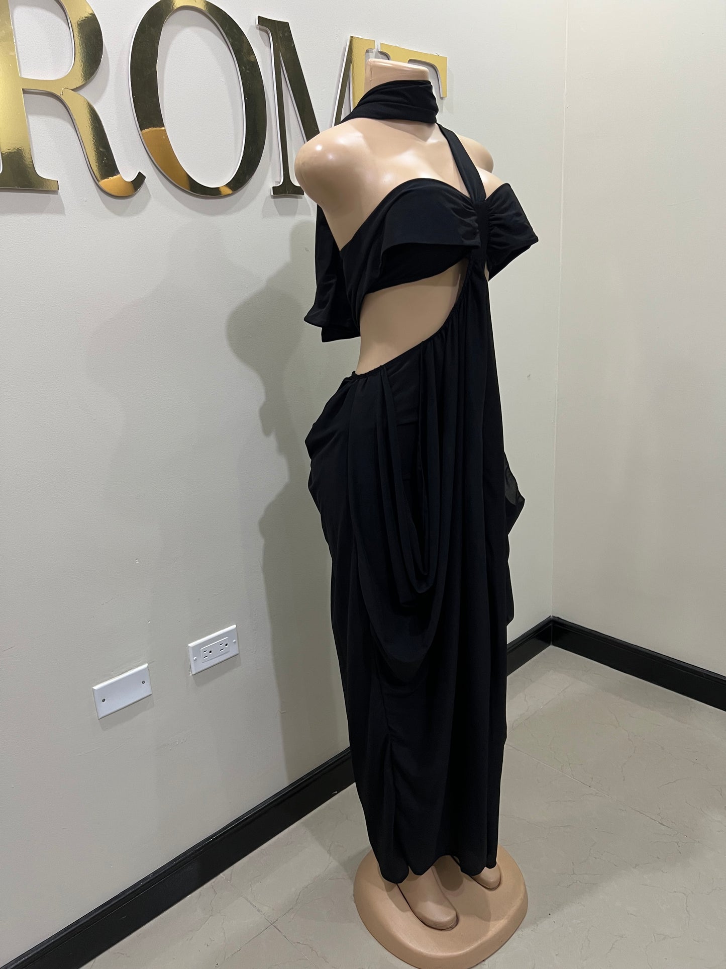 Ruby Mesh Dress with Arm Pcs (Black)