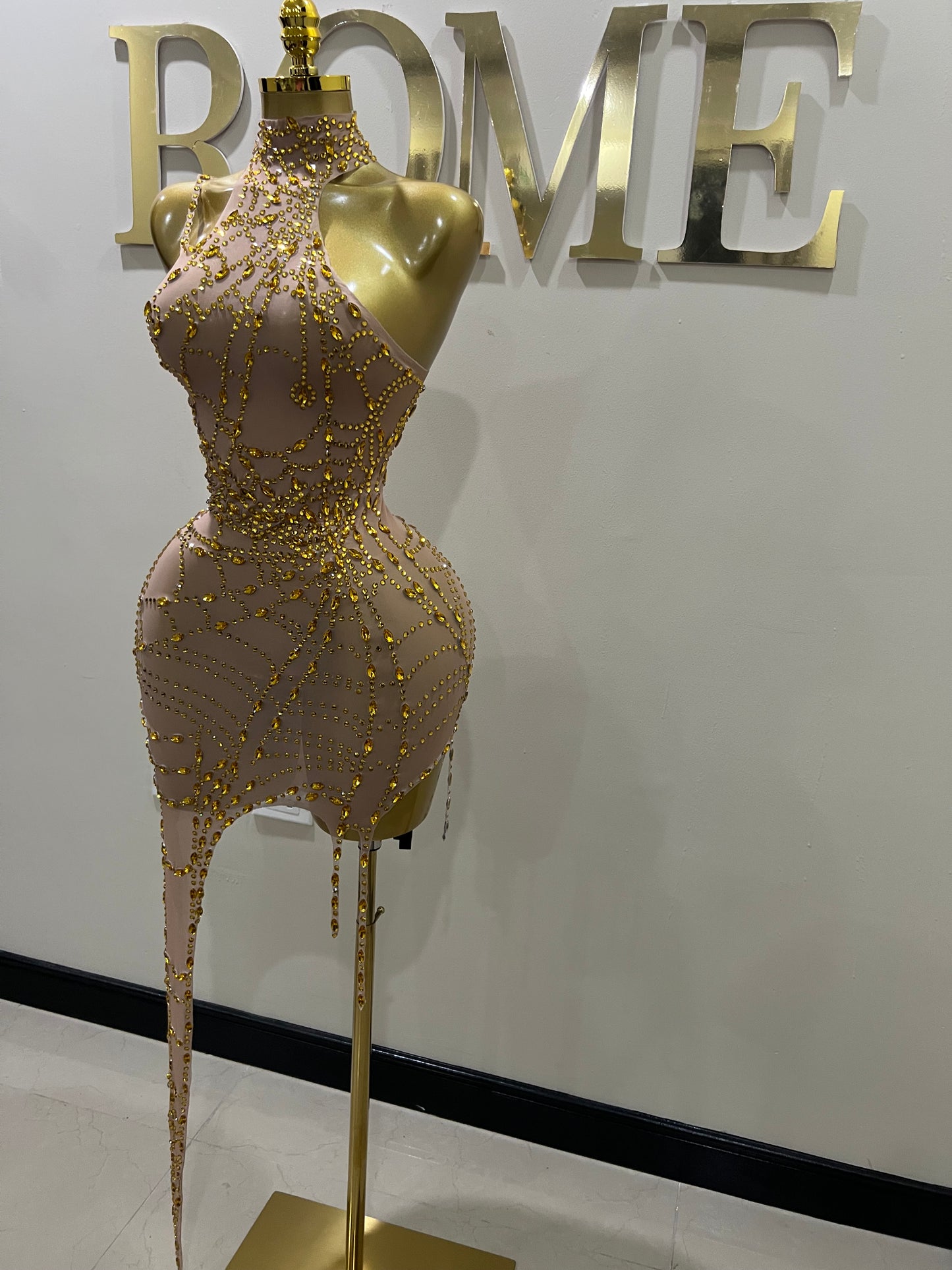 Charlotte’s Web Gemstone Mesh Dress (Gold)