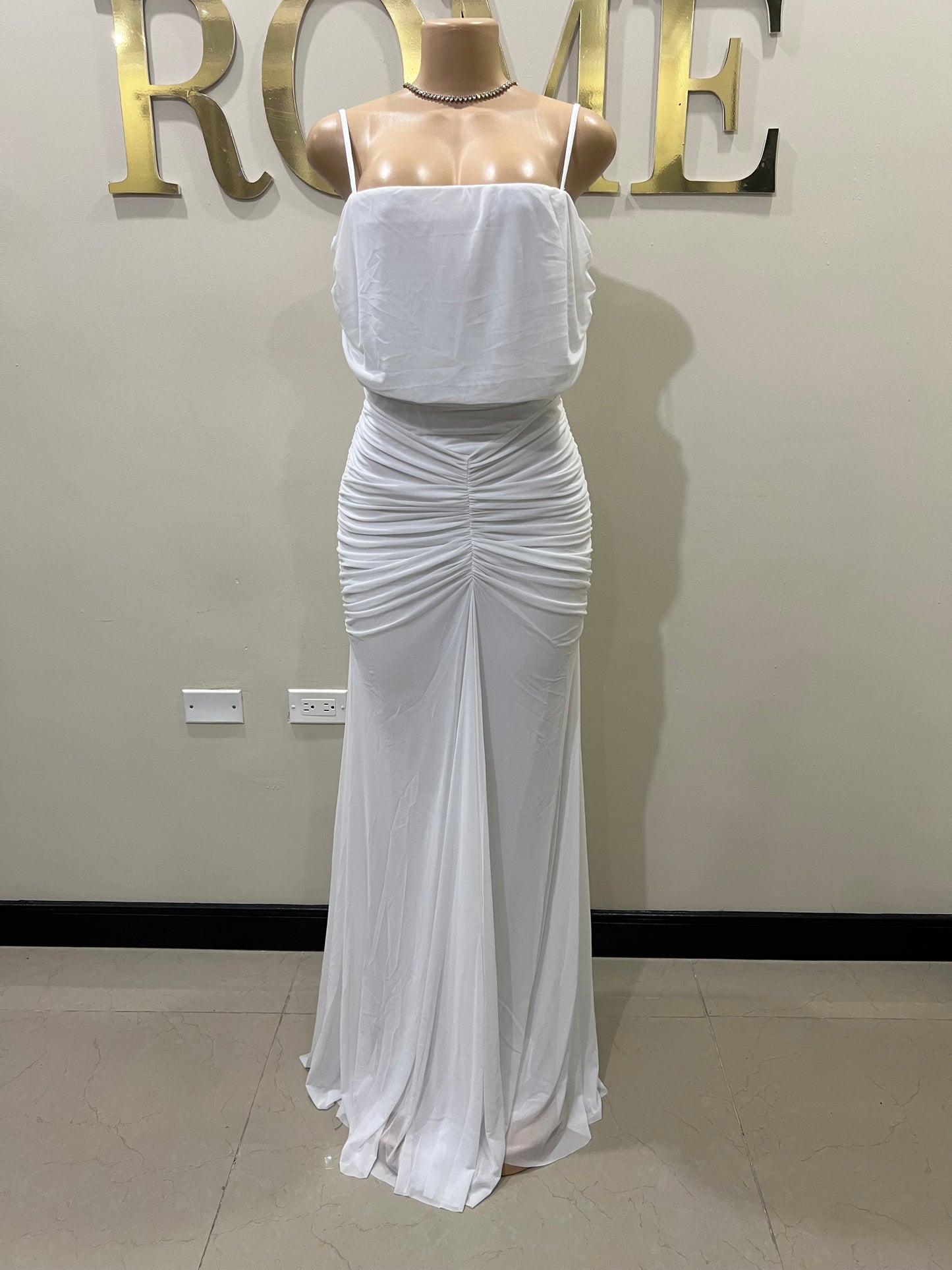 Michelle Taylor Spaghetti Strap Dress (White) (Copy)