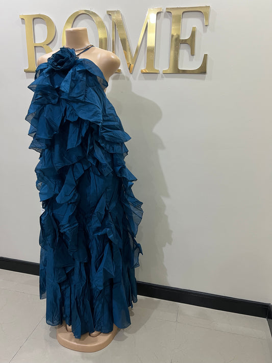 Rumi Chen Ruffle Long Dress (Blue)