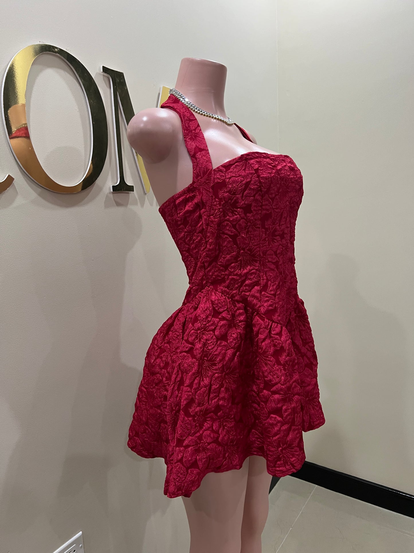 Diana Textured Dress (Red)