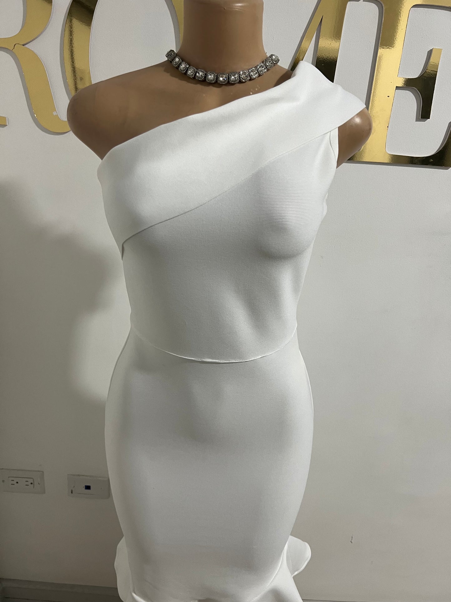 Olivia Bandage Glam Dress (White)