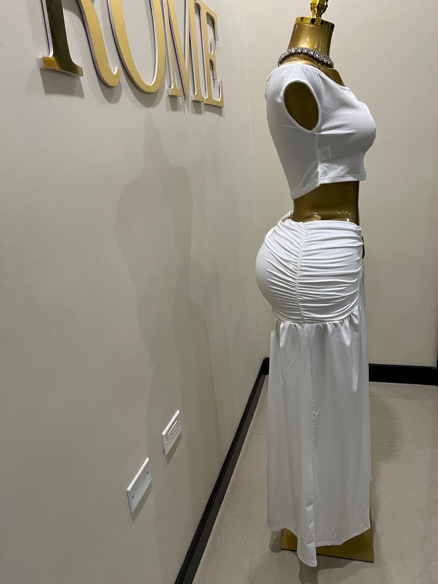 Nara Petal 2 Pcs Skirt Set (White)