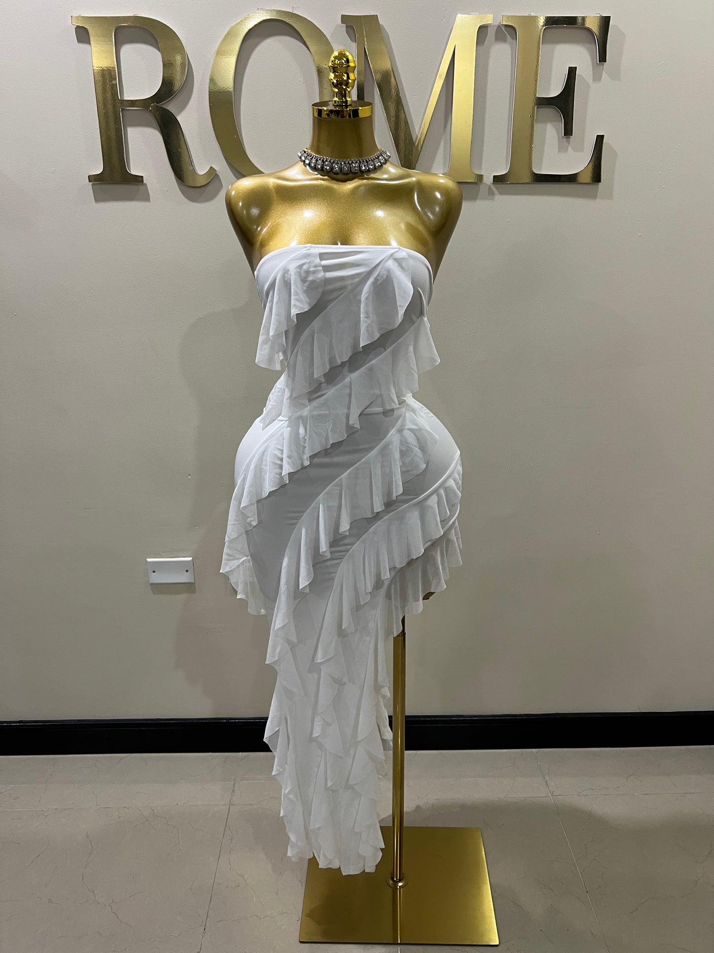 Chelsea Ruffle Dress (White)