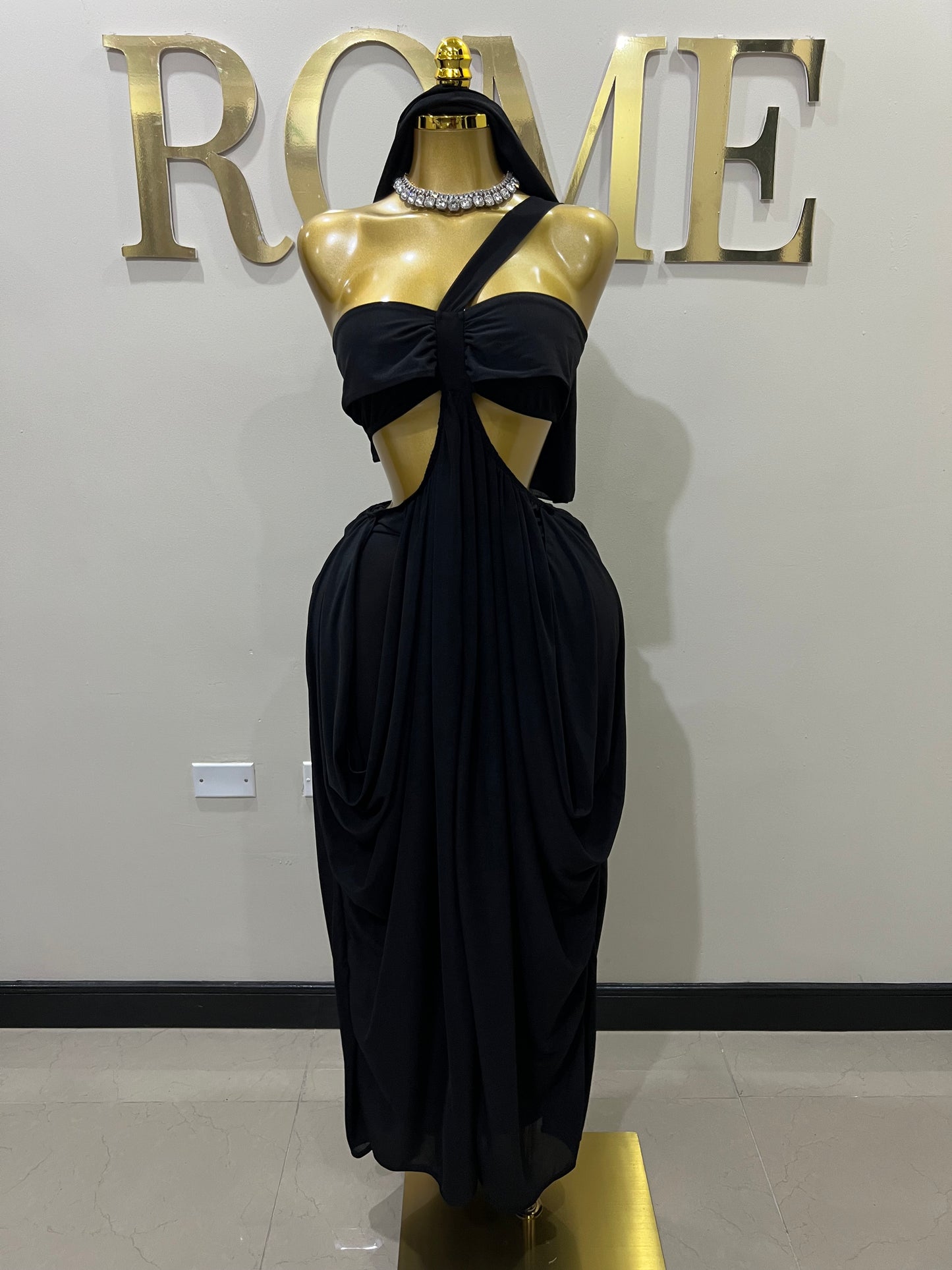 Ruby Mesh Dress with Arm Pcs (Black)