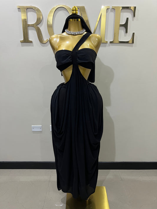 Ruby Mesh Dress with Arm Pcs (Black)