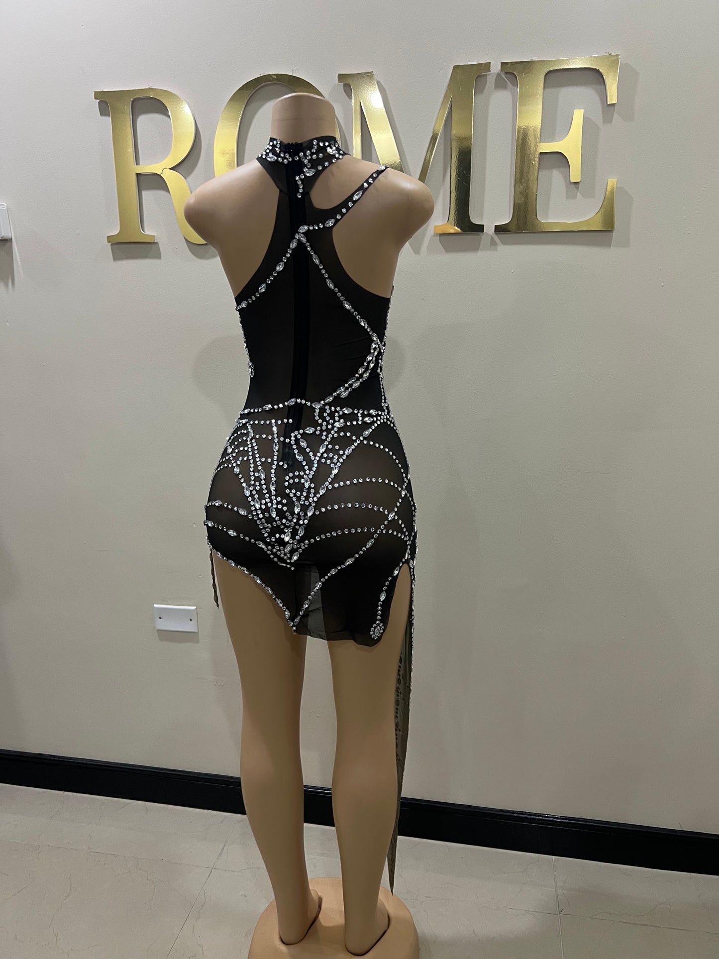 Charlotte’s Web Gemstone Mesh Dress (Black)