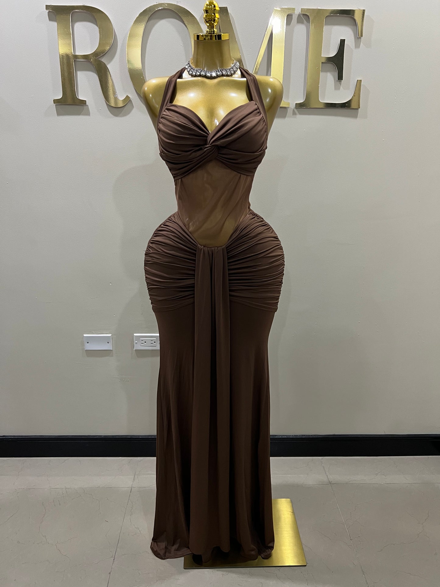 Sweetheart Nara Dress (Brown)