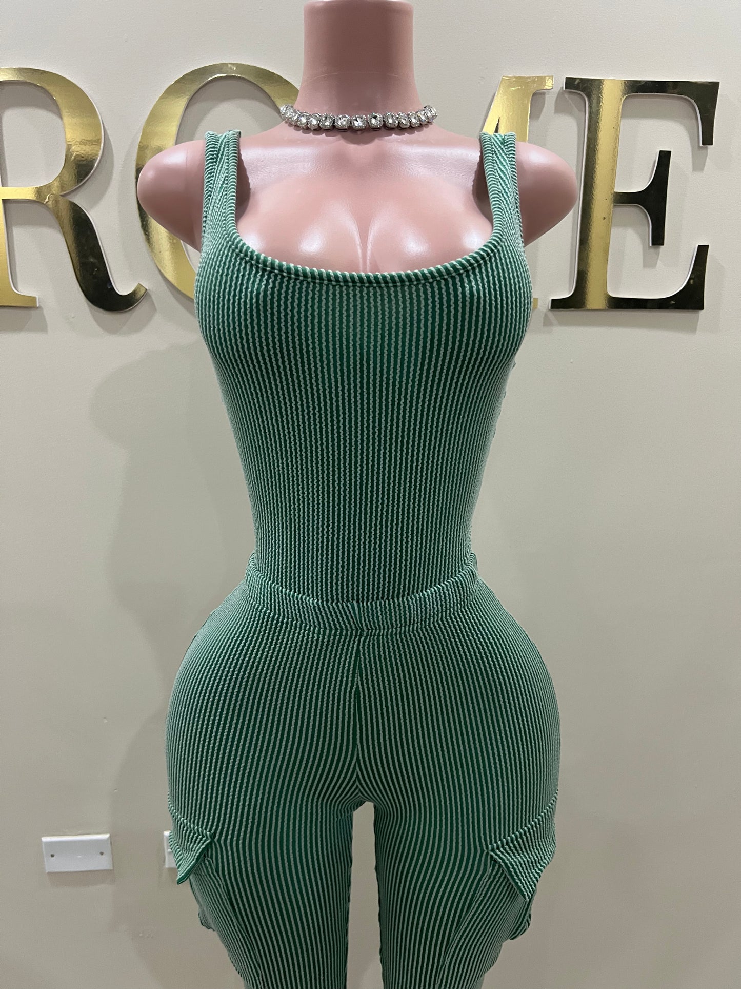 Brianna Bodysuit Pants Set (Green)