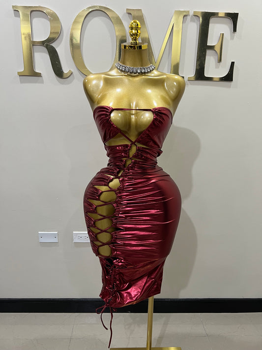 Lexy Laced Dress (Wine-Red)