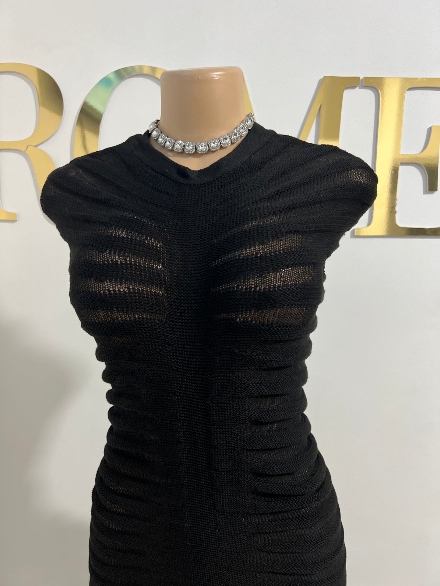 Jasmine Crochet Dress (Black)