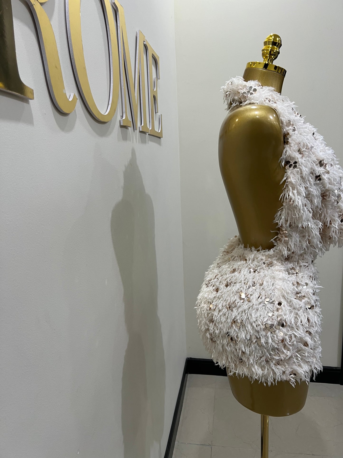 Cassie Fur Dress (Beige)