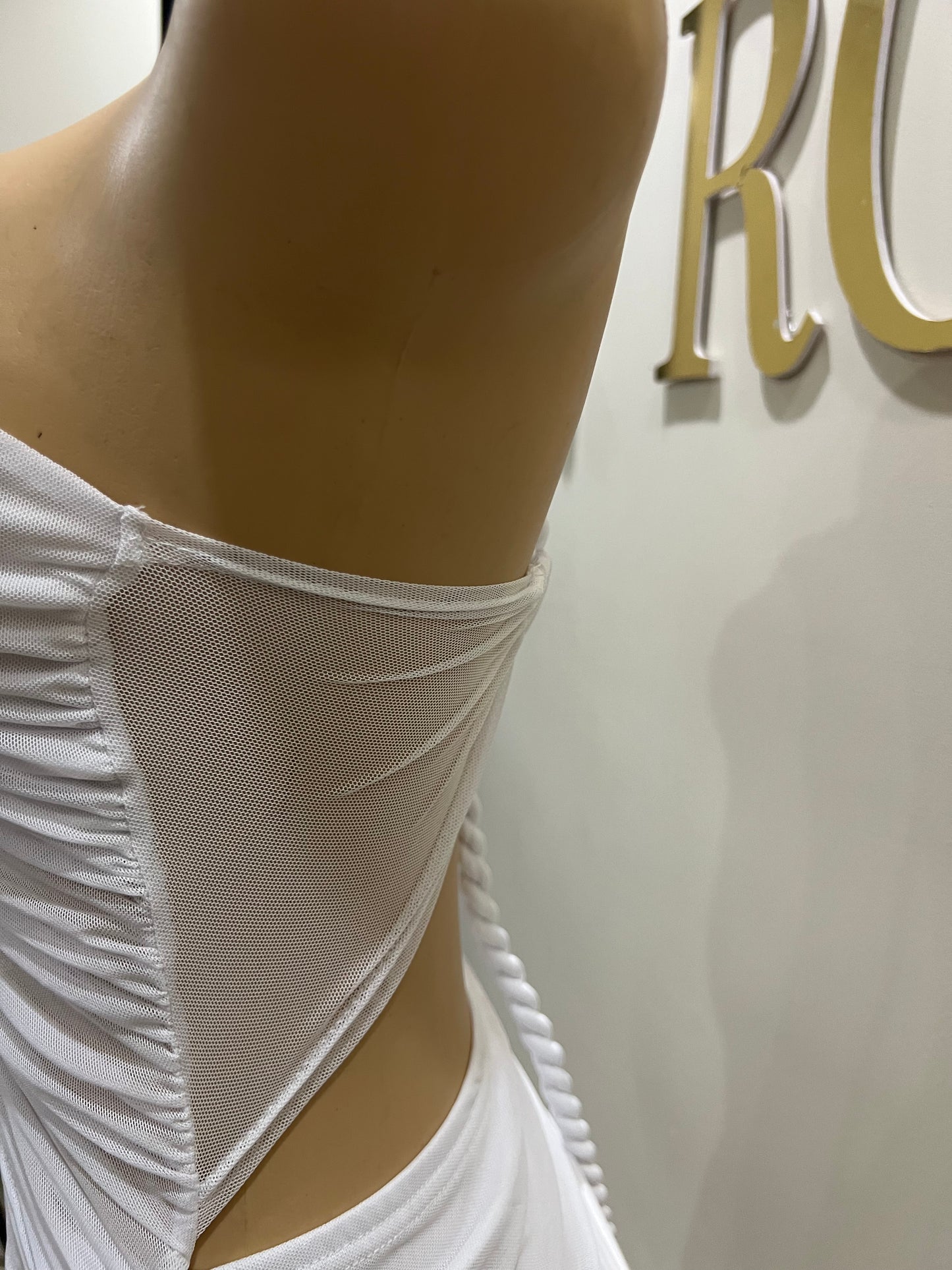 Emma Giselle Mesh Rope Dress (White)