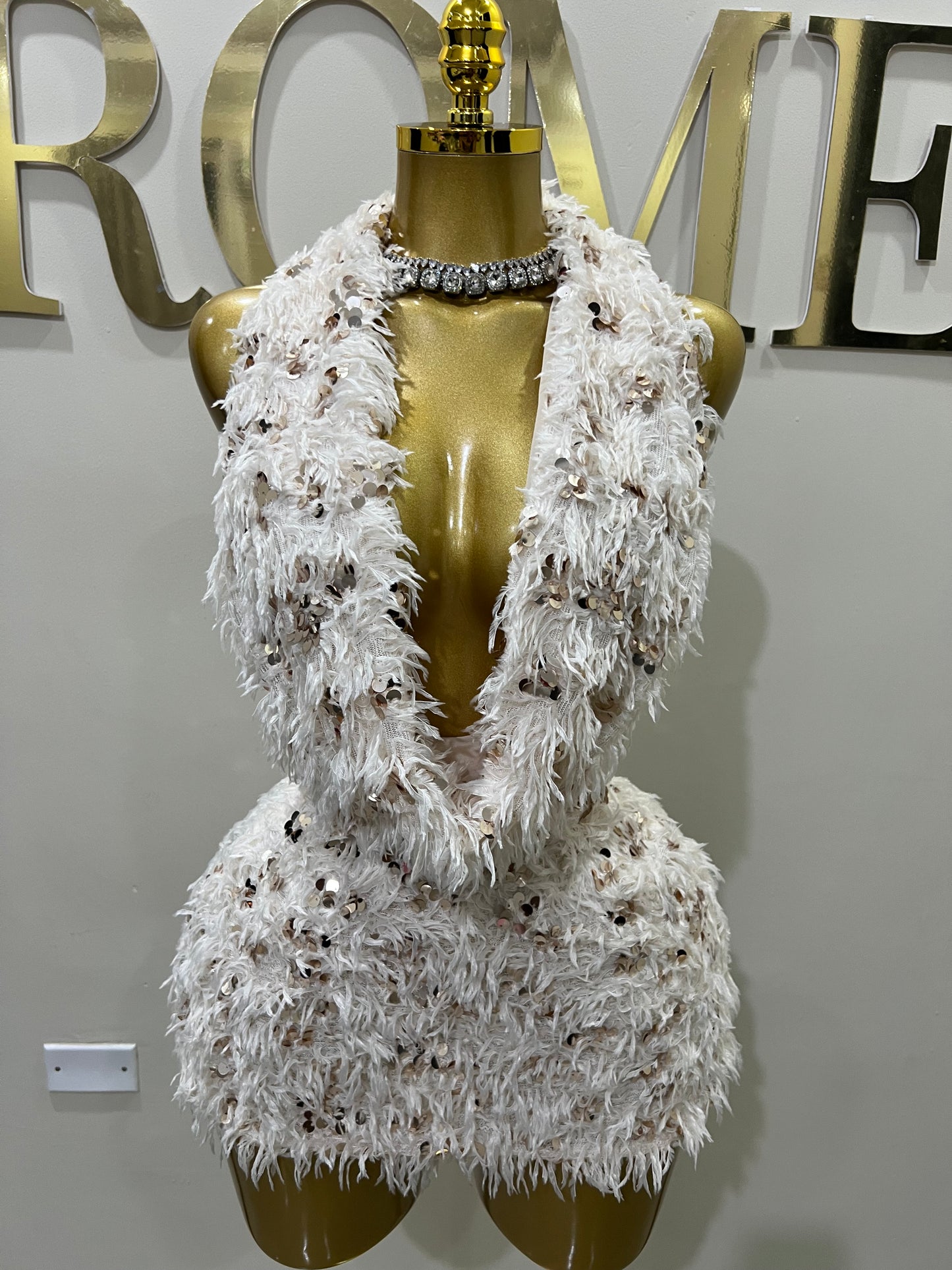 Cassie Fur Dress (Beige)