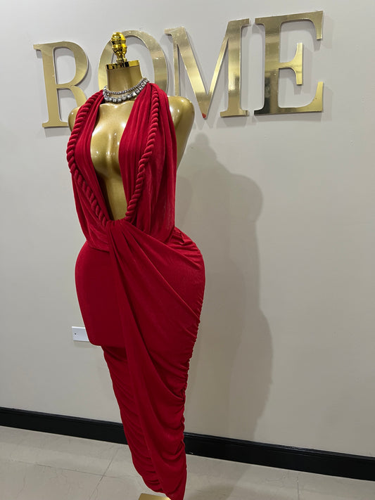 Cassie Long Rope Dress (Red)