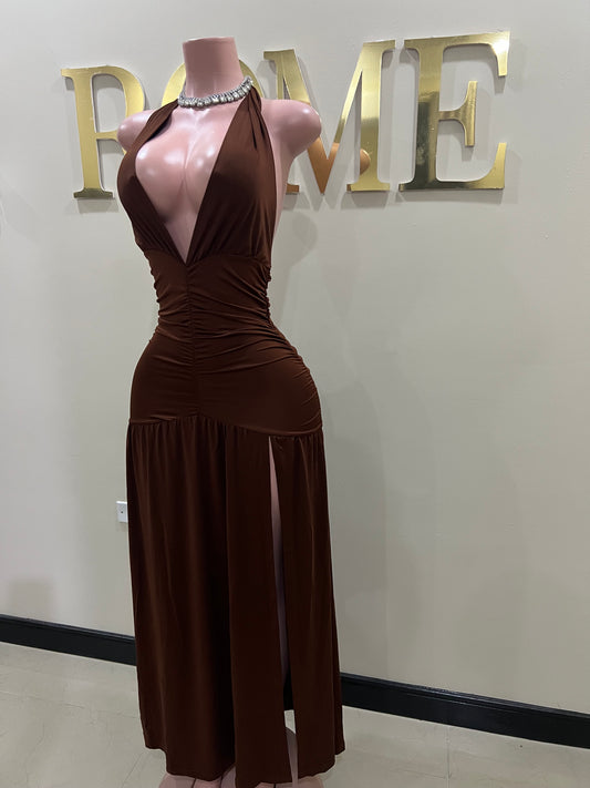 Nichelle Nara Halter Dress (Brown)