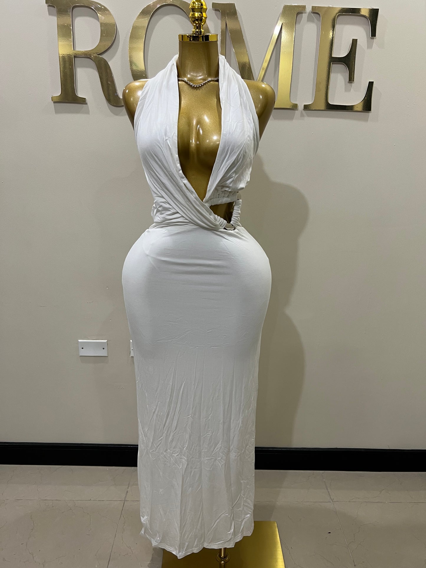 Deep Angle Dress (White)