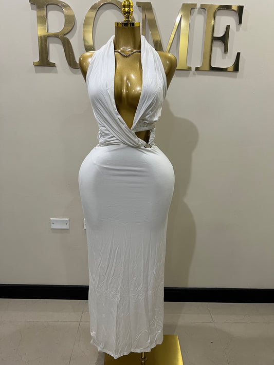 Deep Angle Dress (White)