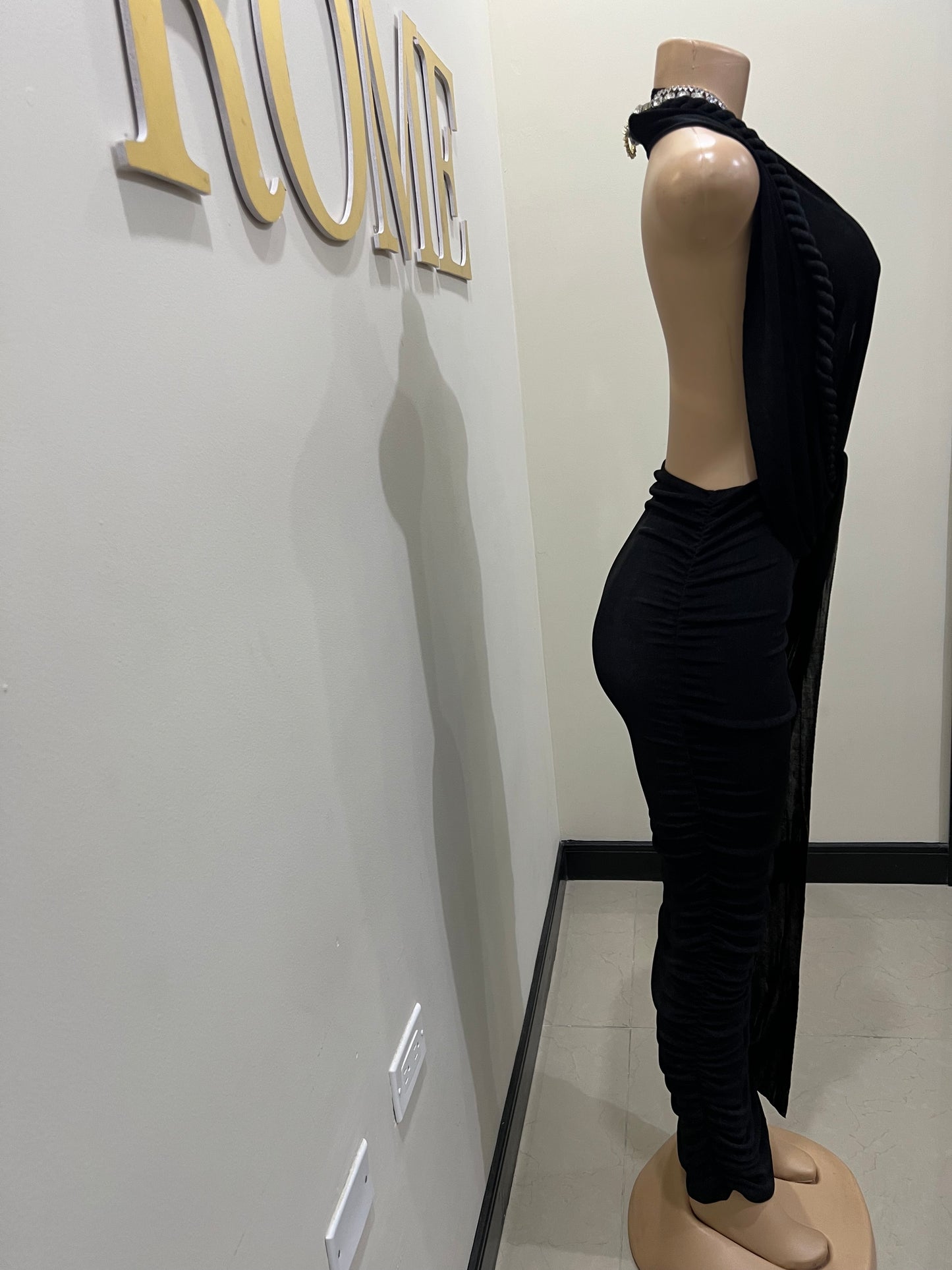 Cassie Long Rope Dress (Black)