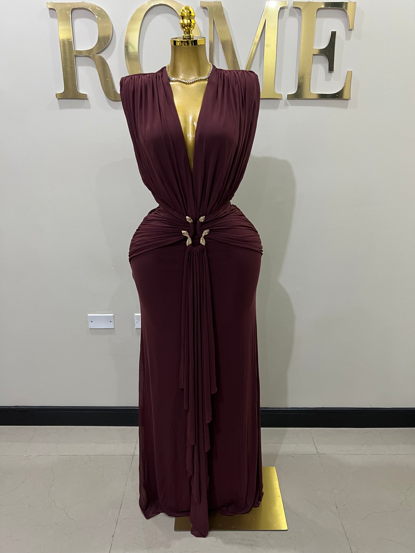 Michelle Snake Dress (Maroon)