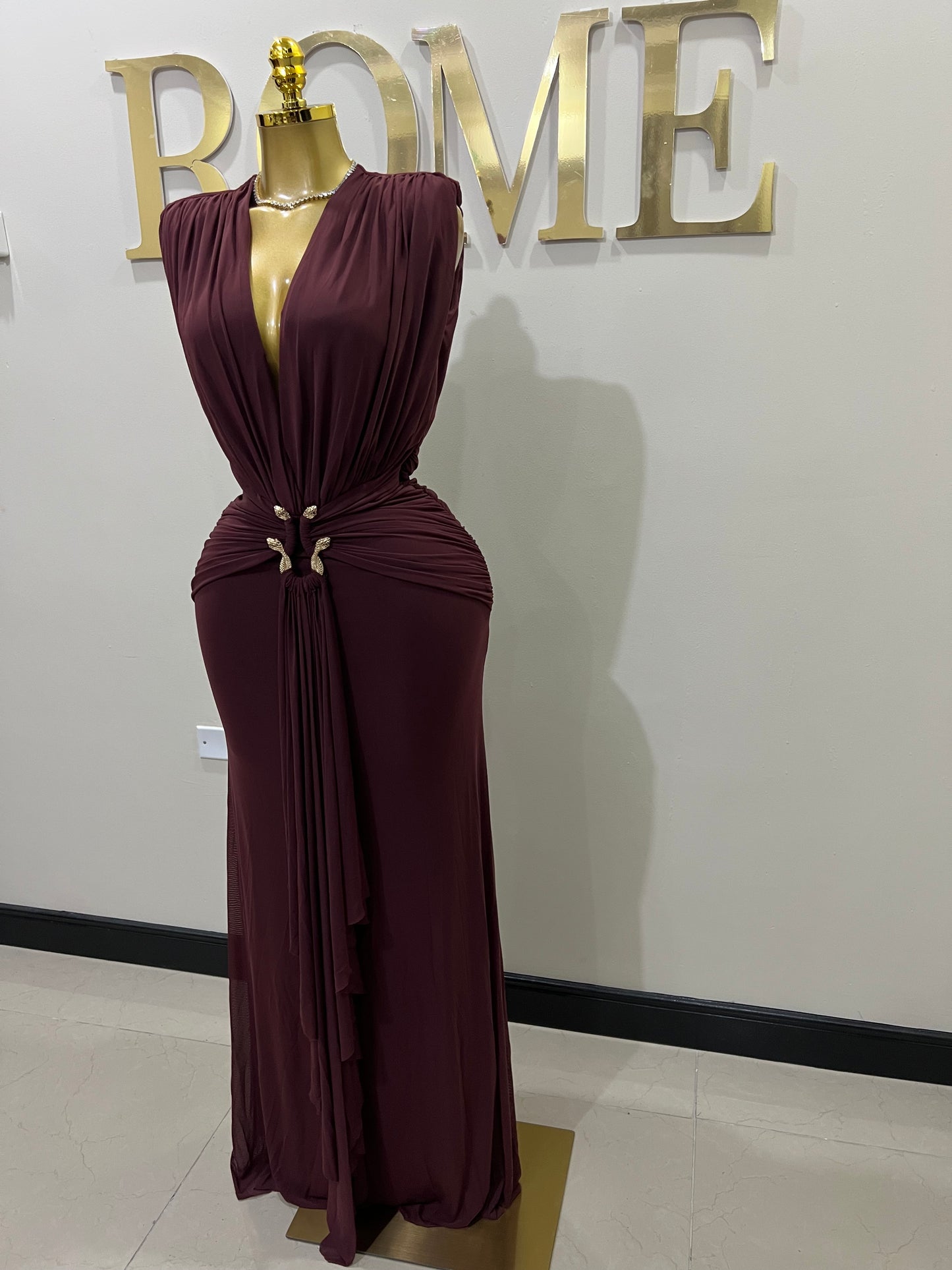 Michelle Snake Dress (Maroon)