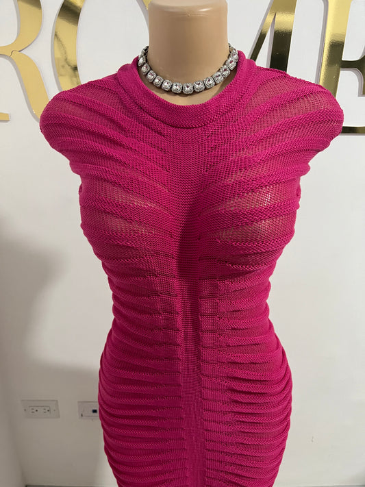 Jasmine Crochet Dress (Pink)