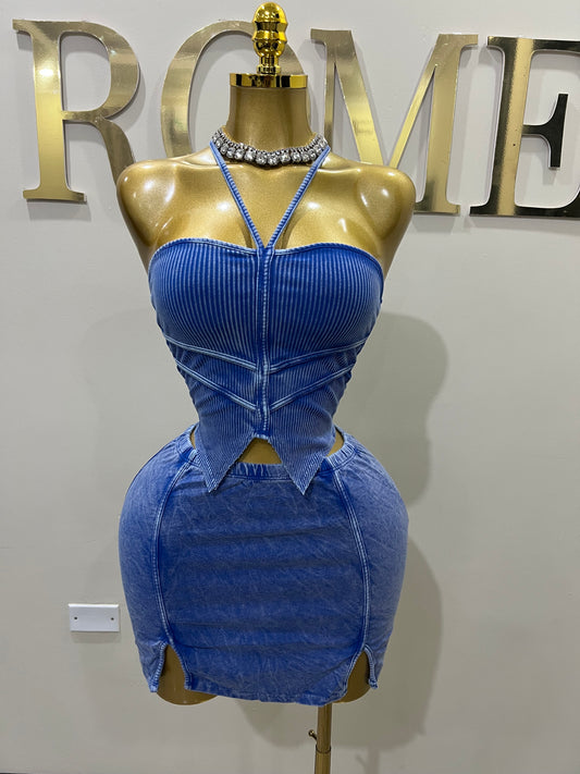 Kitty Skirt Set (Blue)