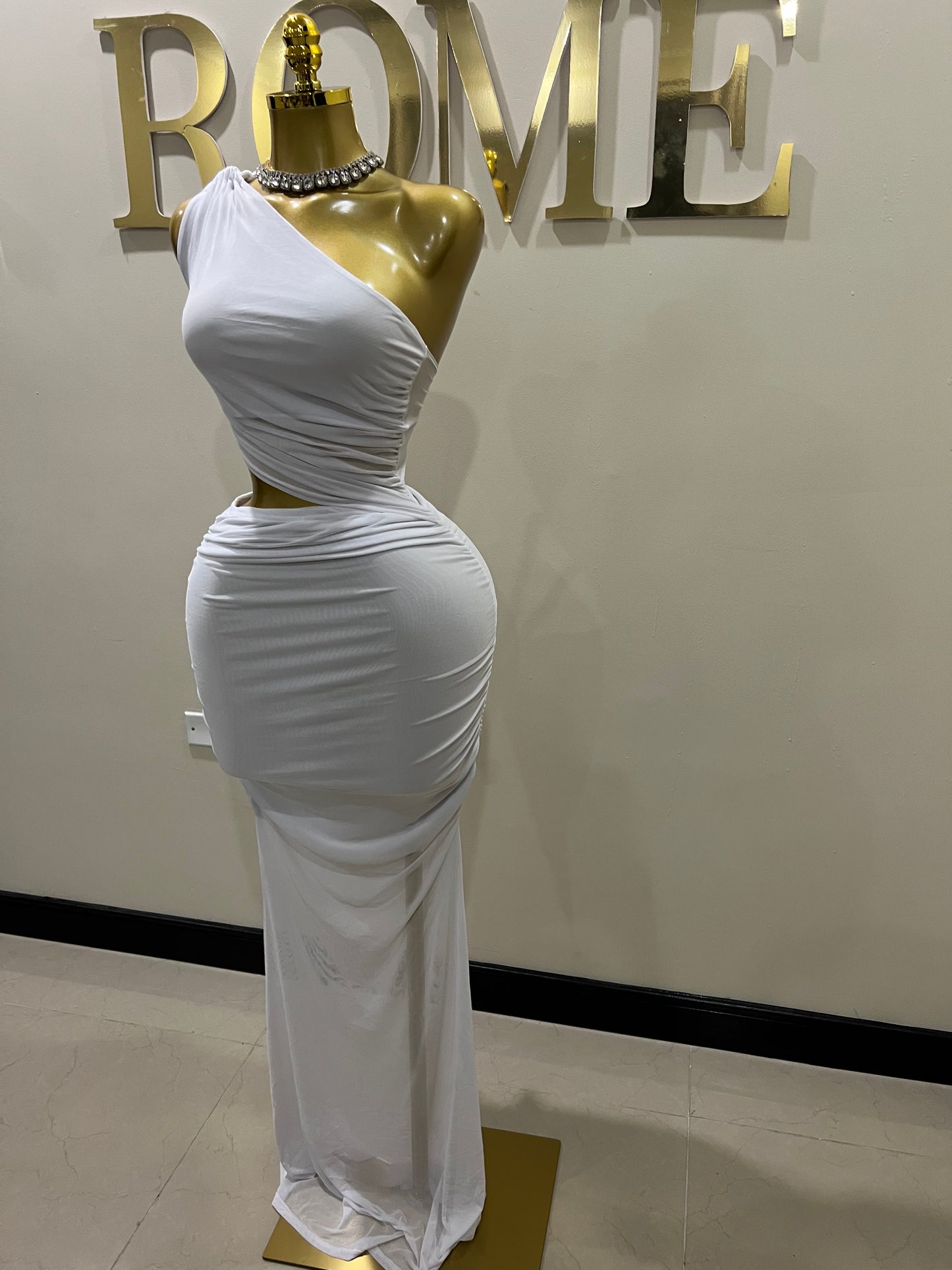 Emma Giselle Mesh Rope Dress (White)