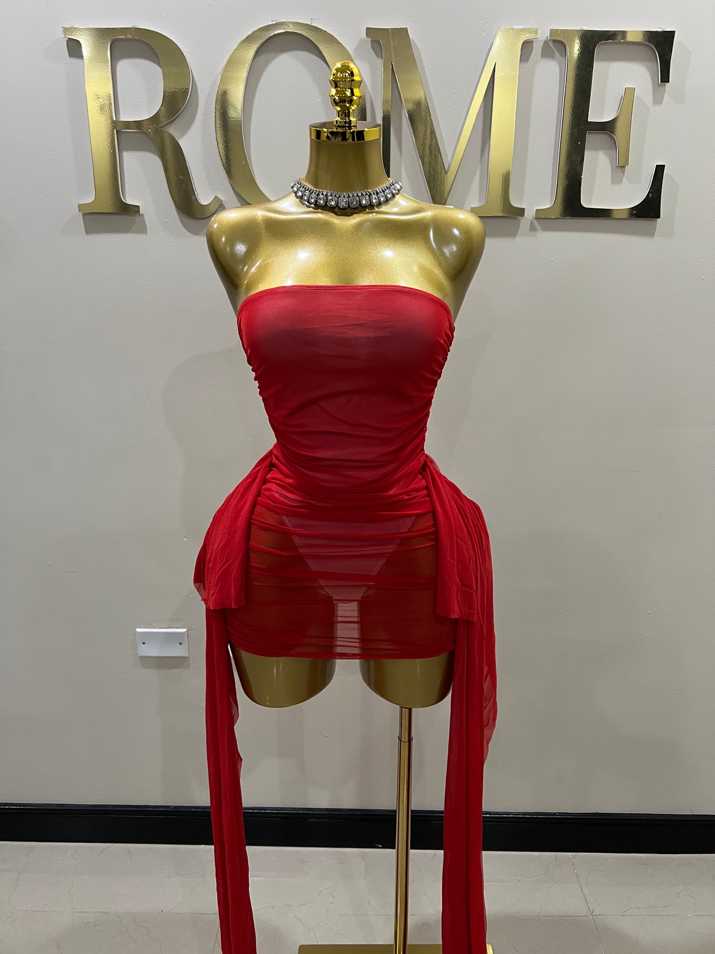 Asia Bodysuit Dress (Red)