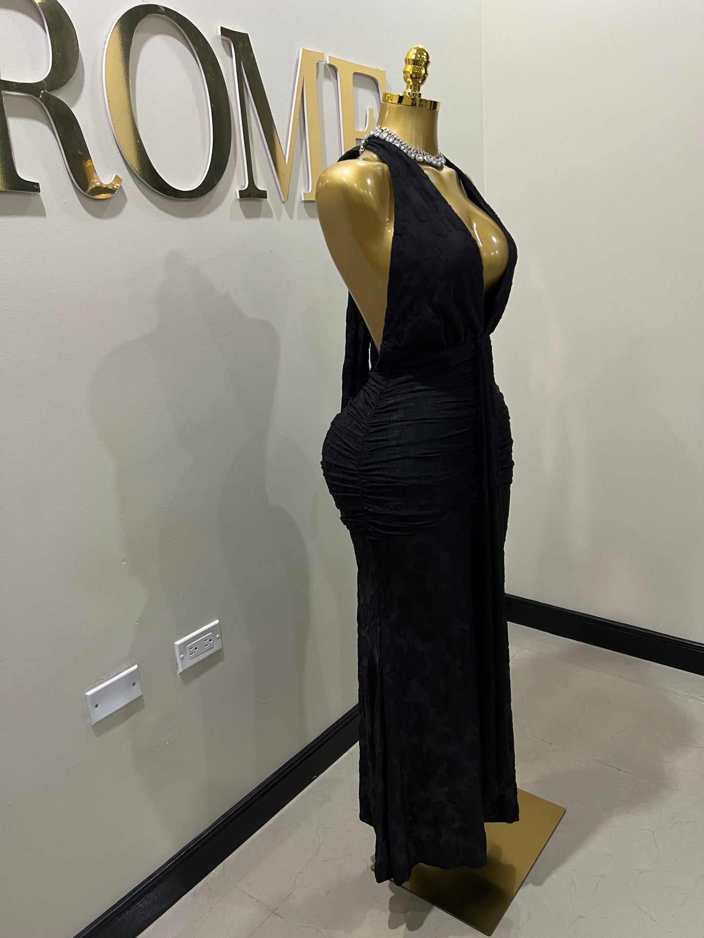 Chinelle Nara Halter Lace Dress (Black)