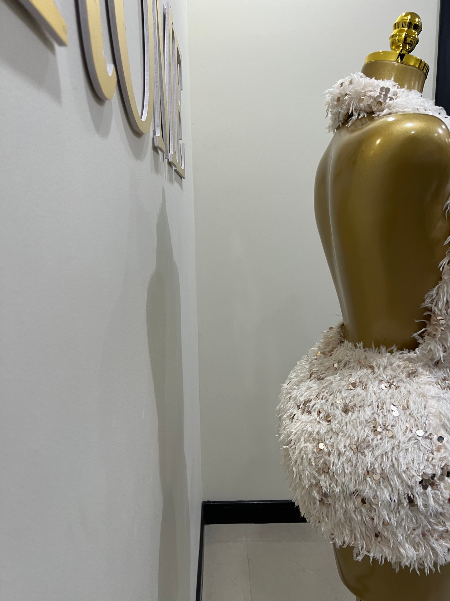 Cassie Fur Dress (Beige)