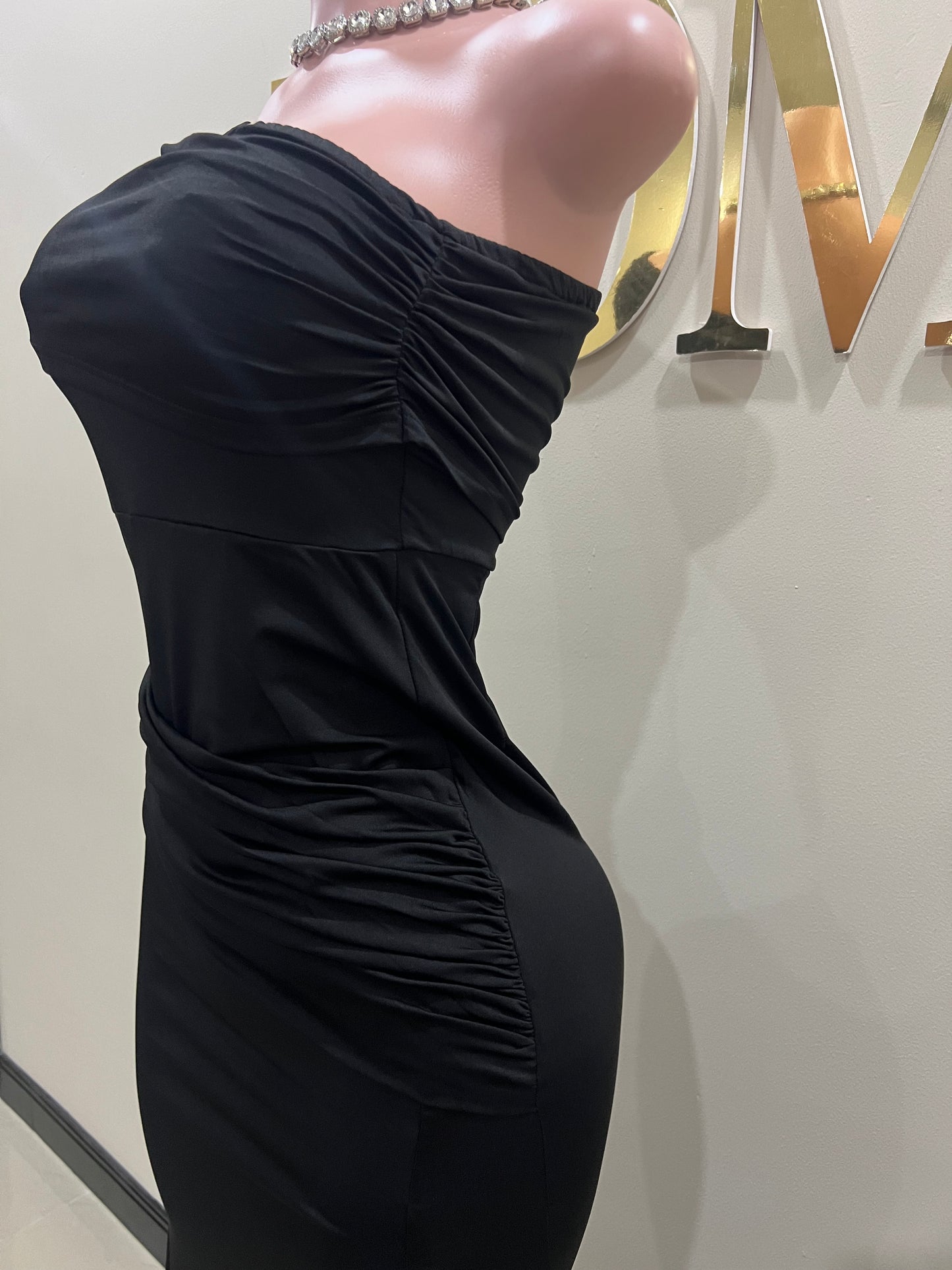 Kerry One Shoulder Vibe Dress (Black)