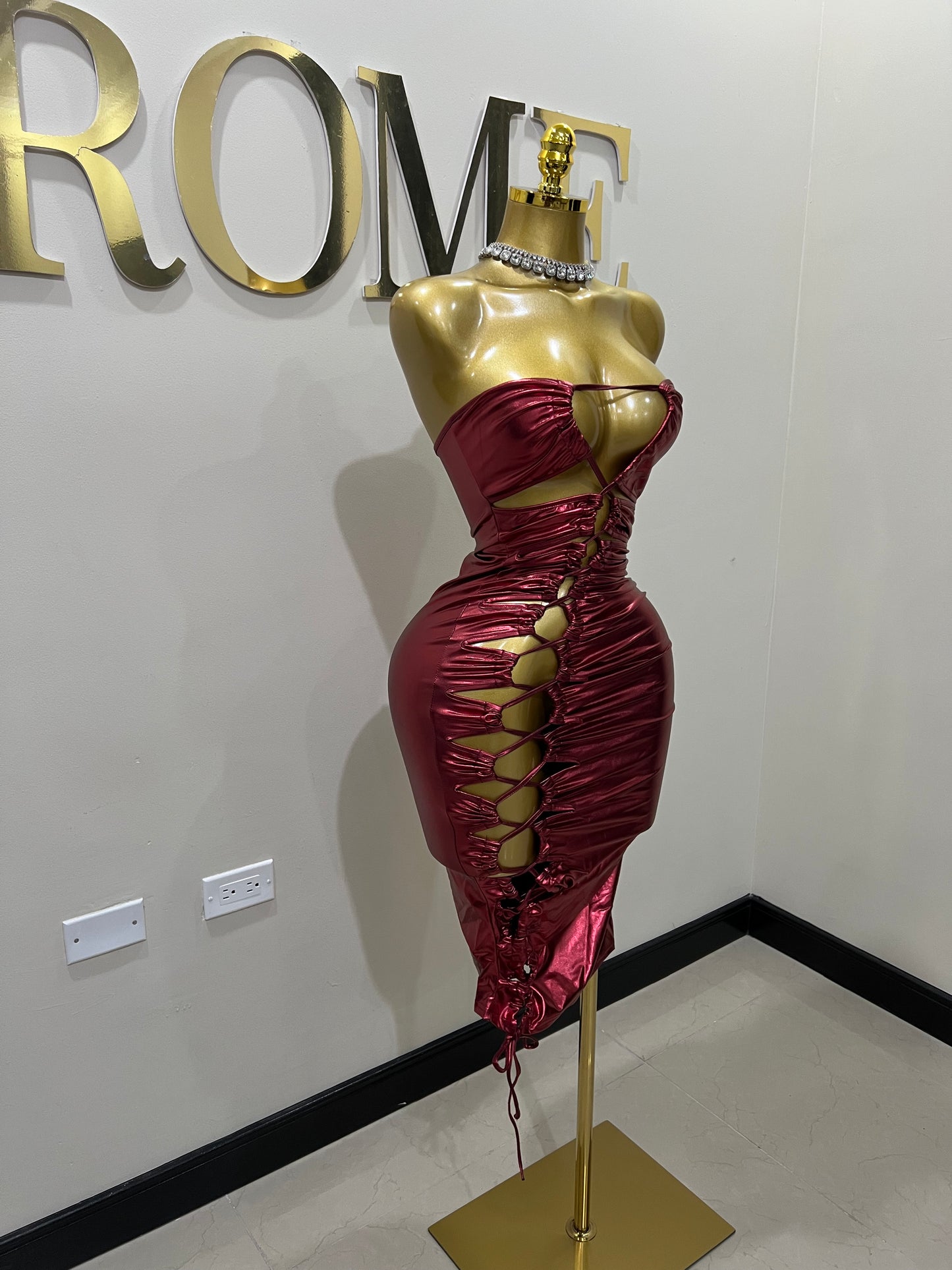 Lexy Laced Dress (Wine-Red)