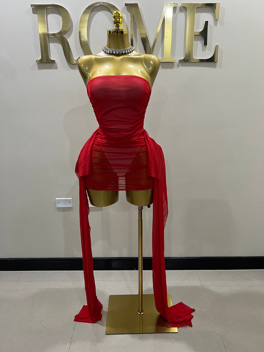 Asia Bodysuit Dress (Red)