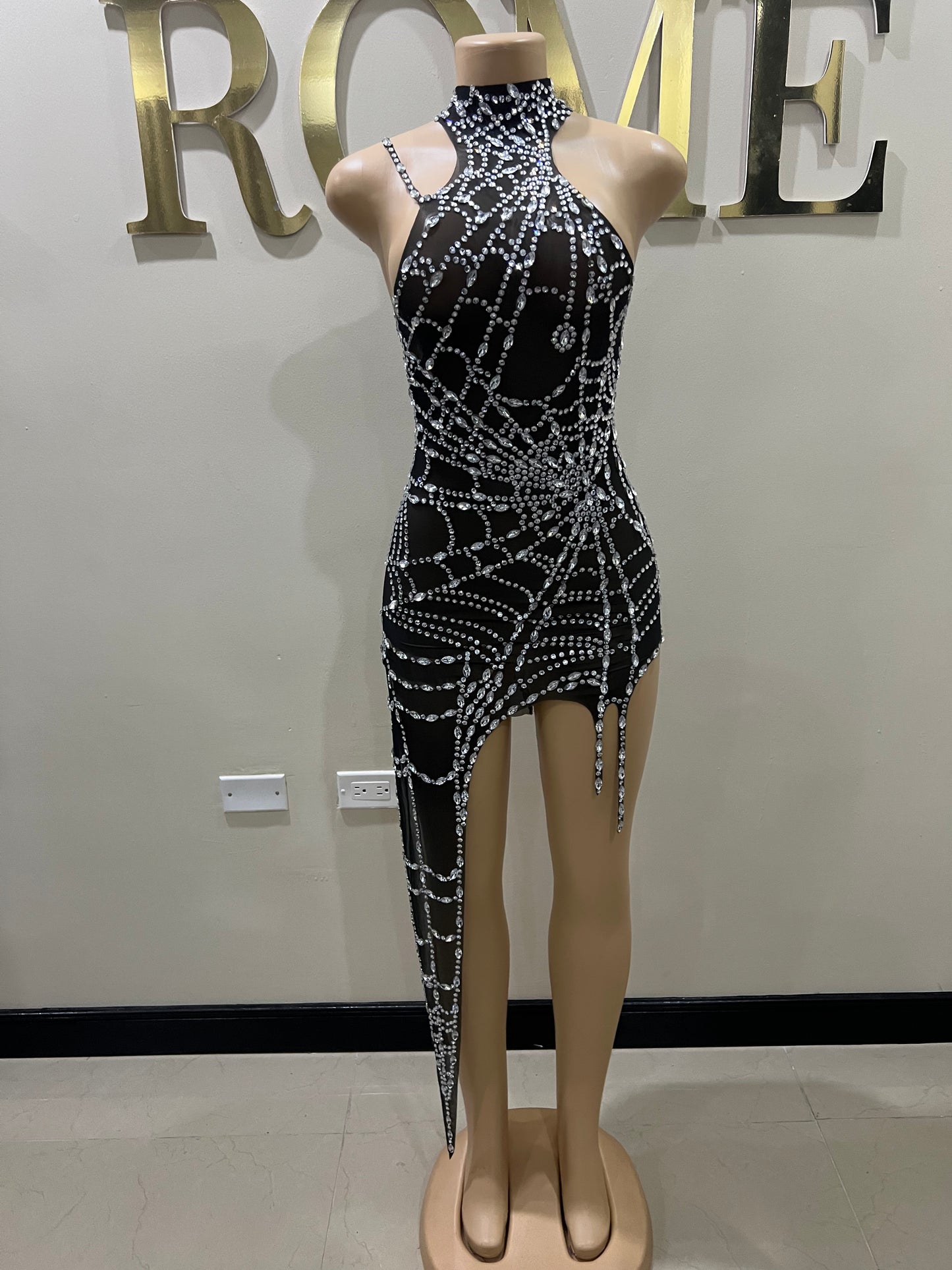 Charlotte’s Web Gemstone Mesh Dress (Black)