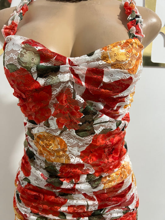 Summer Floral Dress (Orange)